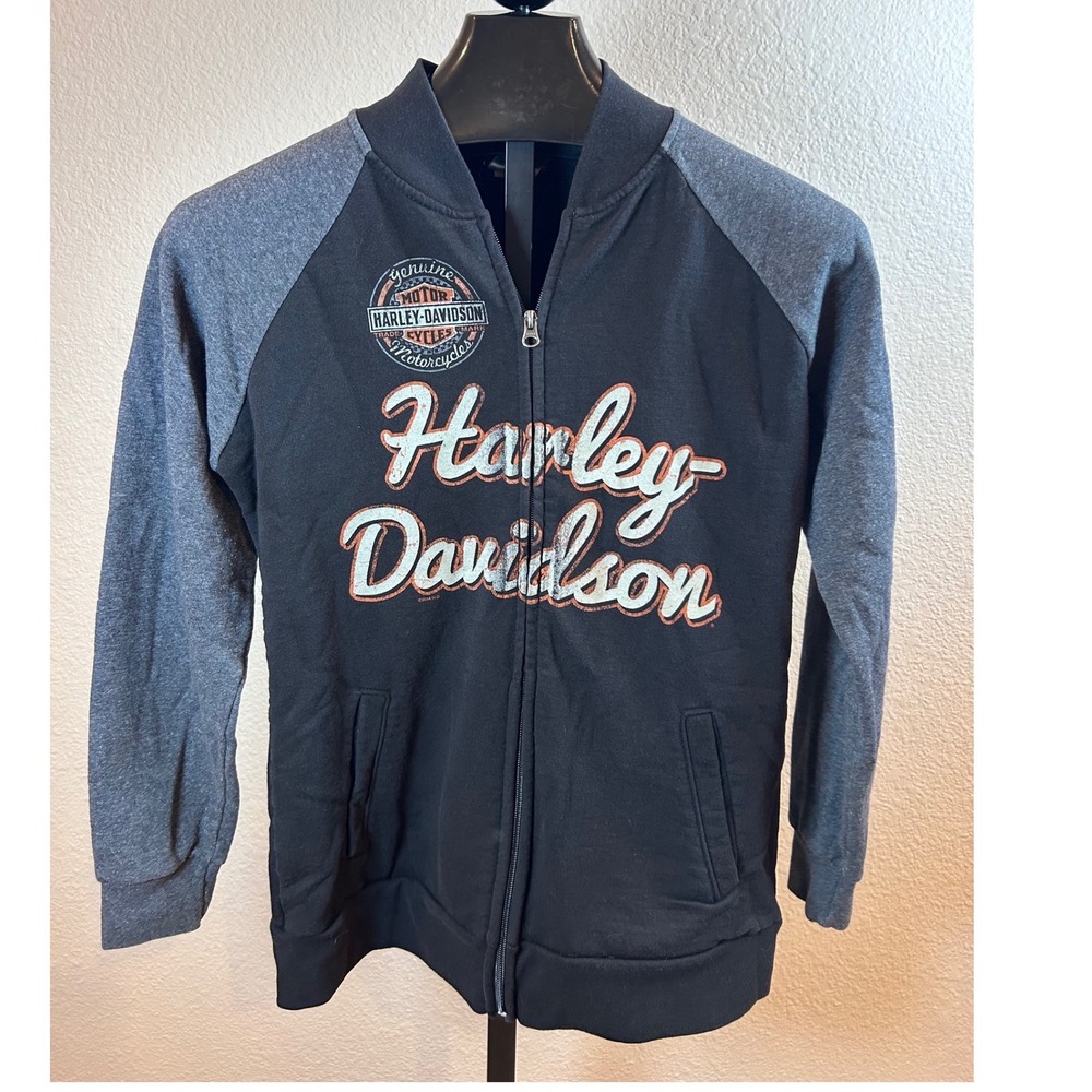 Harley-Davidson Womens Full Zip Sweatshirt Black Gray El Paso Texas Large